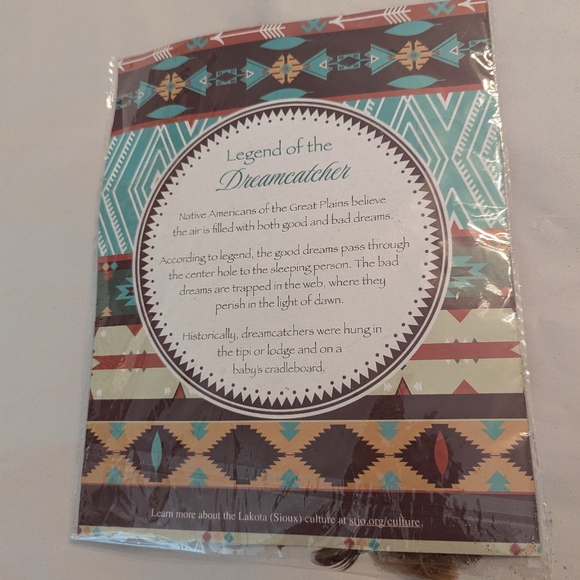 New Southwestern Authentic Native American Dreamcatcher W Beads Feathers 12.5" - Picture 2 of 2